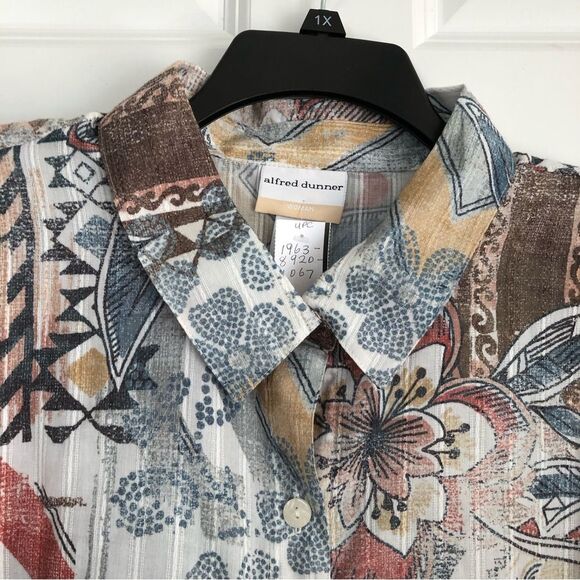 ALFRED DUNNER WOMEN'S TOP COLLARED NECK BUTTON DOWN PLUS SIZE 2X CLASSIC FLORAL - Picture 5 of 8